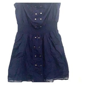 Navy strapless BCBG dress with pockets